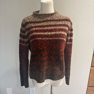 Vtg Dressbarn Striped Multicolor Knit Pullover Sweater Brown Beige Sz S 90s